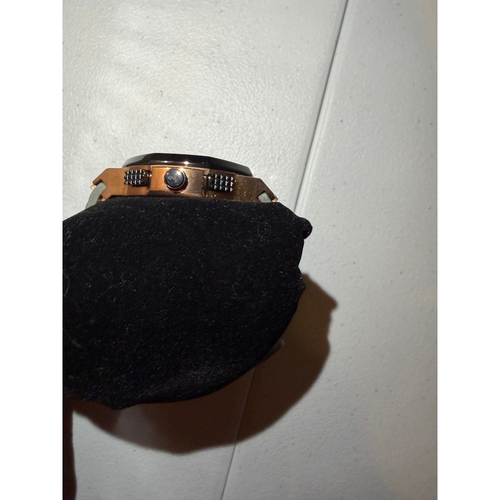 Anniversary Mens Rose Gold Tone Chronograph Watch Grey Croc Embossed Band - Picture 3 of 7